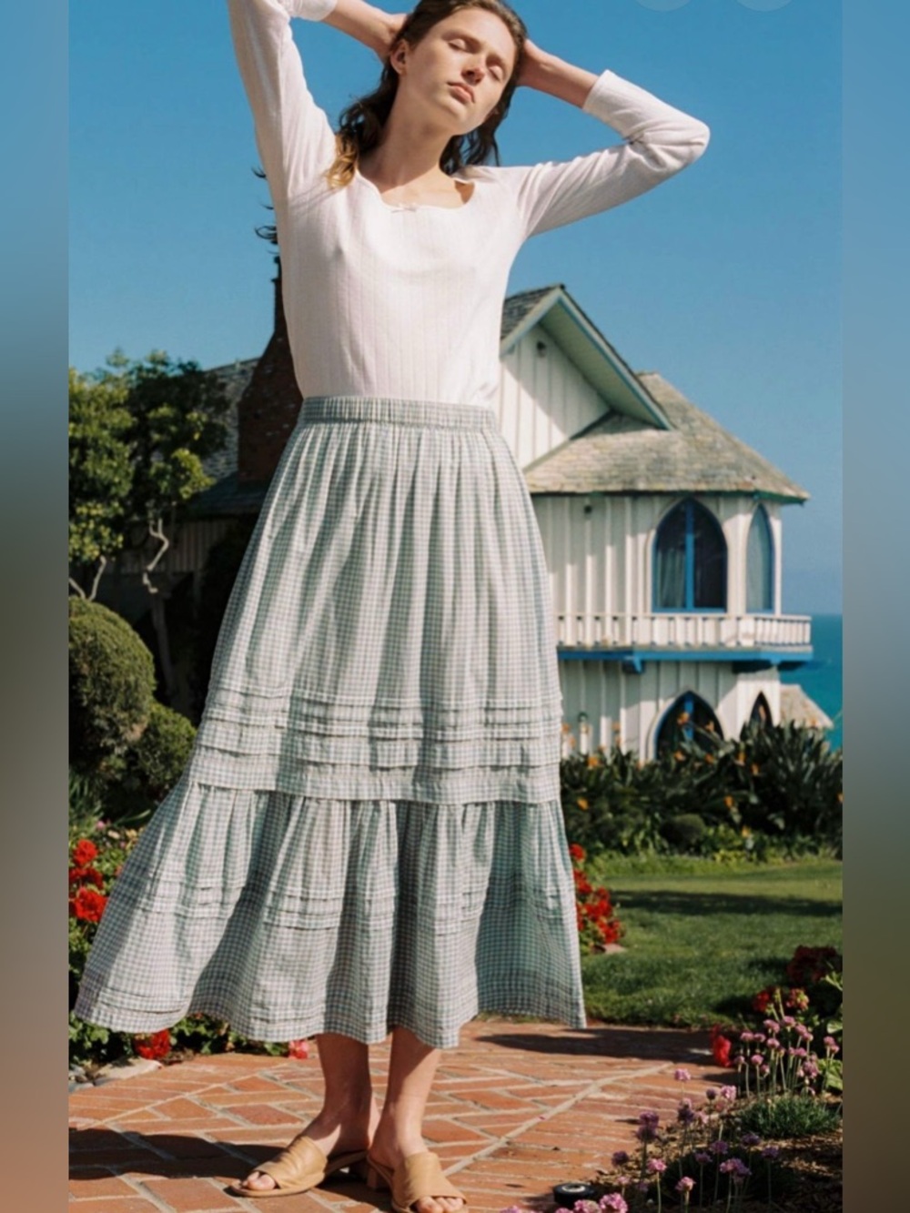 Christy Dawn The Gabrielle Skirt in Bleu Picnic